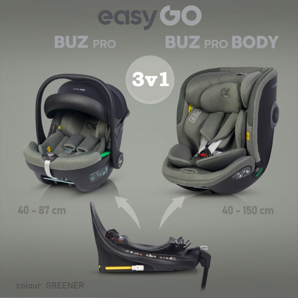  	Modularni SET 3v1 EasyGo Buz Pro | Avtosedež | Isofix | Greener
