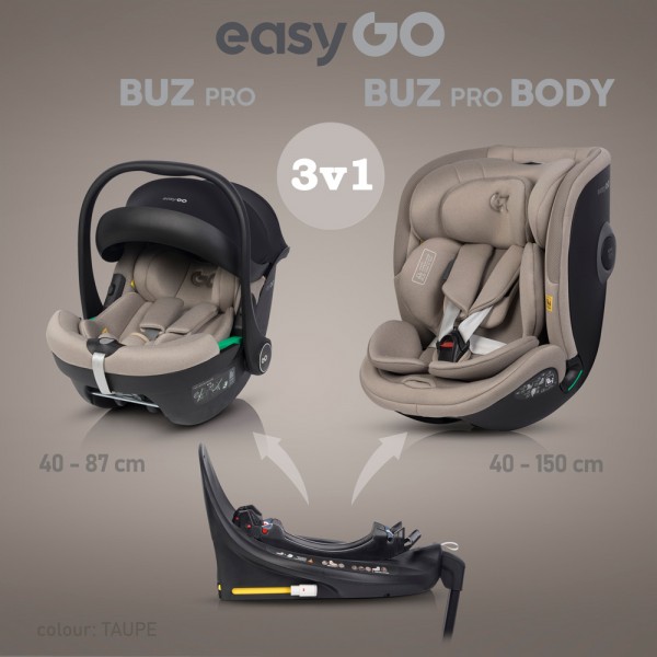  	Modularni SET 3v1 EasyGo Buz Pro | Avtosedež | Isofix | Taupe