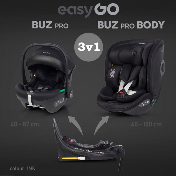 Modularni SET 3v1 EasyGo Buz Pro | Avtosedež | Isofix | INK