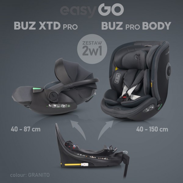 Modularni SET 3v1 EasyGo Xtd Pro Pro | Avtosedež | Isofix | Granito