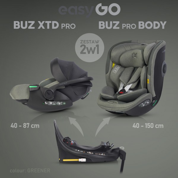Modularni SET 3v1 EasyGo Xtd Pro Pro | Avtosedež | Isofix | Greener