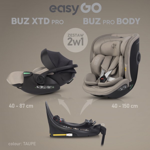 Modularni SET 3v1 EasyGo Xtd Pro Pro | Avtosedež | Isofix | Taupe
