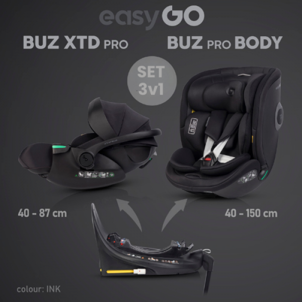 Modularni SET 3v1 EasyGo Xtd Pro Pro | Avtosedež | Isofix | INK