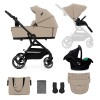 Kinderkraft YOXI Otroški voziček 3v1 | Sand Beige