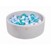 MeowBaby igralni bazen s kroglicami Light Gray: Turquoise/Baby Blue/Transparent/White