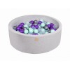 MeowBaby igralni bazen s kroglicami Light Gray: Mint/Transparent/Silver/Violet